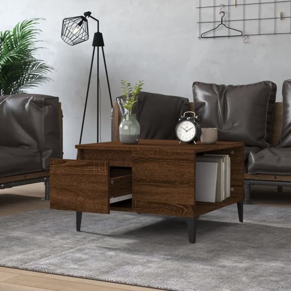 vidaXL Sohvapöytä ruskea tammi 55x55x36,5 cm tekninen puu