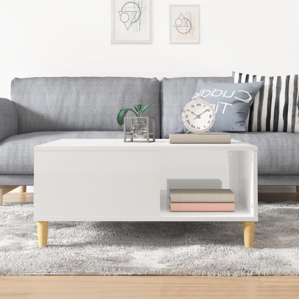 vidaXL sofabord 80x80x36,5 cm konstrueret træ hvid højglans