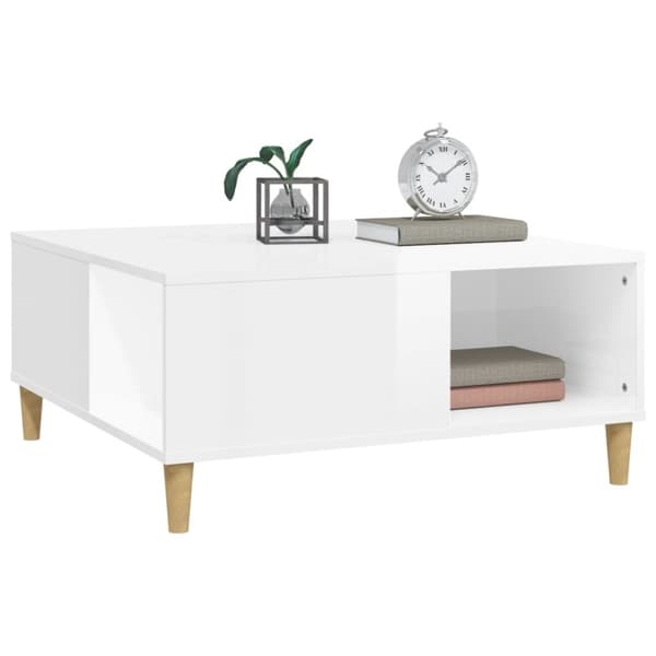 vidaXL sofabord 80x80x36,5 cm konstrueret træ hvid højglans