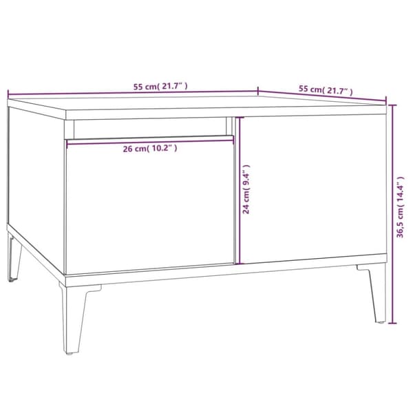 vidaXL sofabord 55x55x36,5 cm konstrueret træ sort