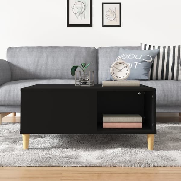 vidaXL Soffbord svart 80x80x36,5 cm konstruerat trä