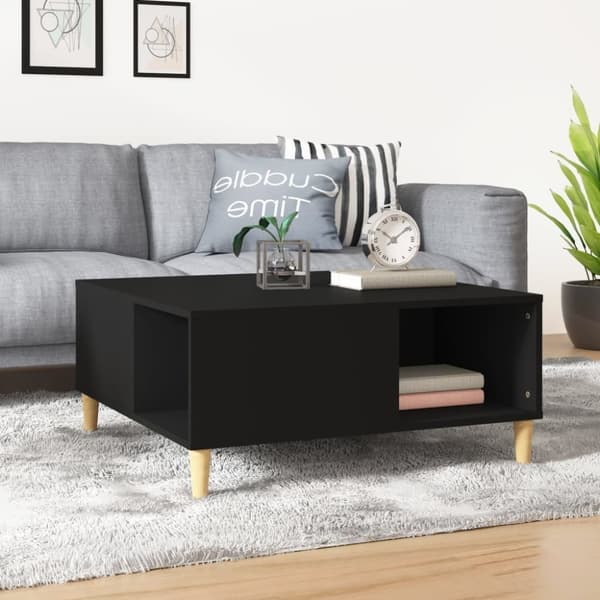 vidaXL Soffbord svart 80x80x36,5 cm konstruerat trä
