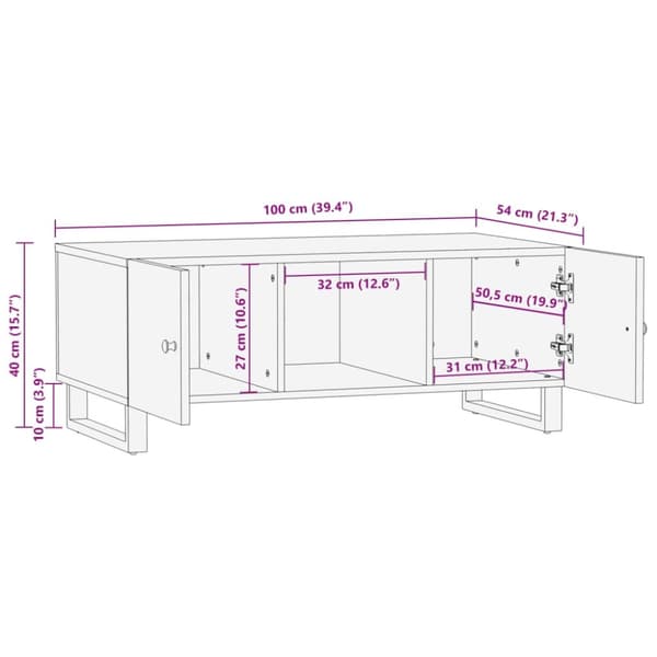 vidaXL sofabord 100x54x40 cm massivt genbrugstræ og konstrueret træ