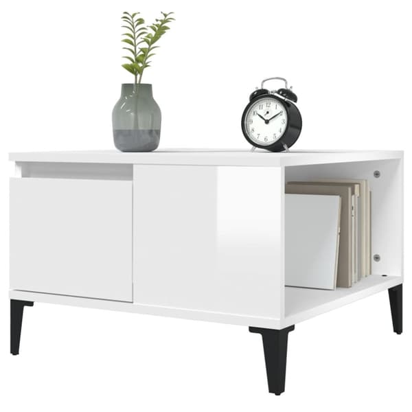 vidaXL Salongbord høyglans hvit 55x55x36,5 cm konstruert tre