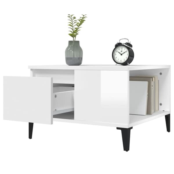 vidaXL Salongbord høyglans hvit 55x55x36,5 cm konstruert tre
