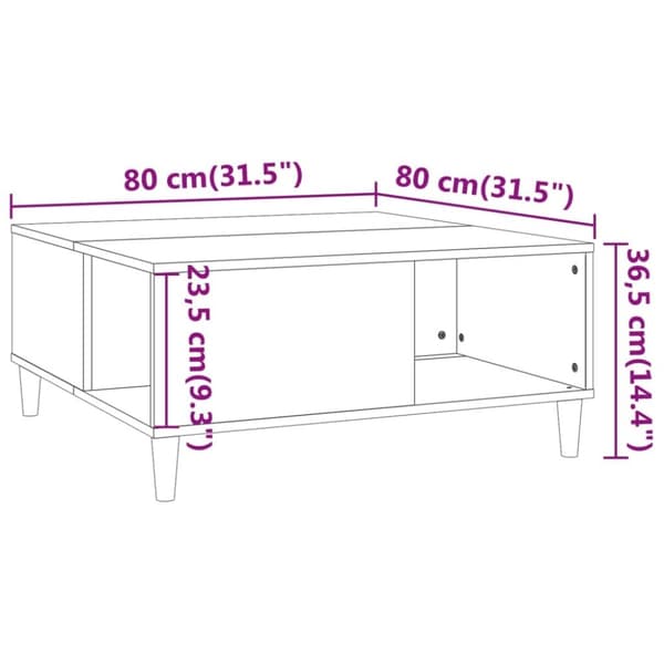 vidaXL Soffbord brun ek 80x80x36,5 cm konstruerat trä
