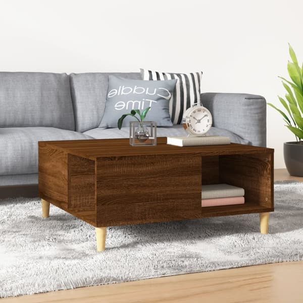 vidaXL Soffbord brun ek 80x80x36,5 cm konstruerat trä