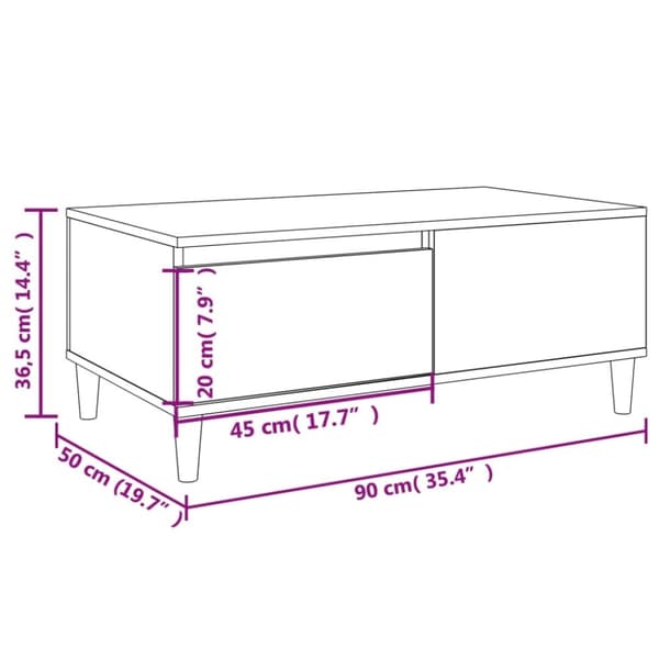vidaXL Sohvapöytä ruskea tammi 90x50x36,5 cm tekninen puu