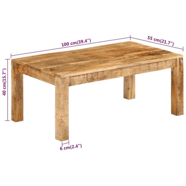 vidaXL Sohvapöytä 100x55x40 cm täysi mangopuu
