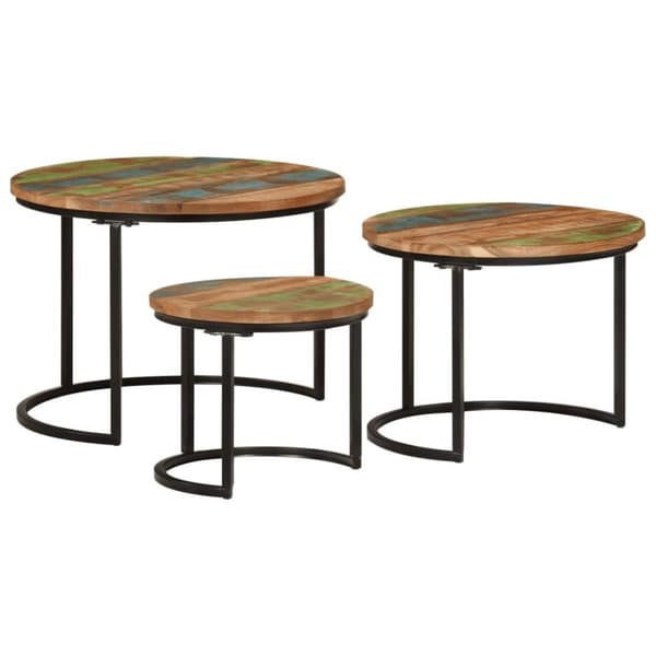 vidaXL Stablebord 3 stk gjenvunnet heltre