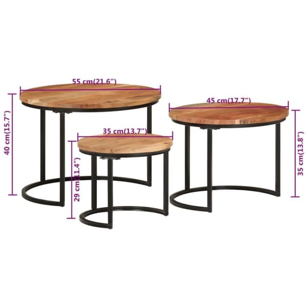 vidaXL Stablebord 3 stk heltre akasie