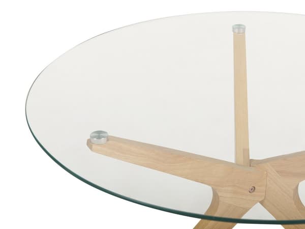 Soffbord Ljust trä Bordsskiva i härdat glas Ben i gummiträ ø 80 cm Runt Modernt vardagsrum