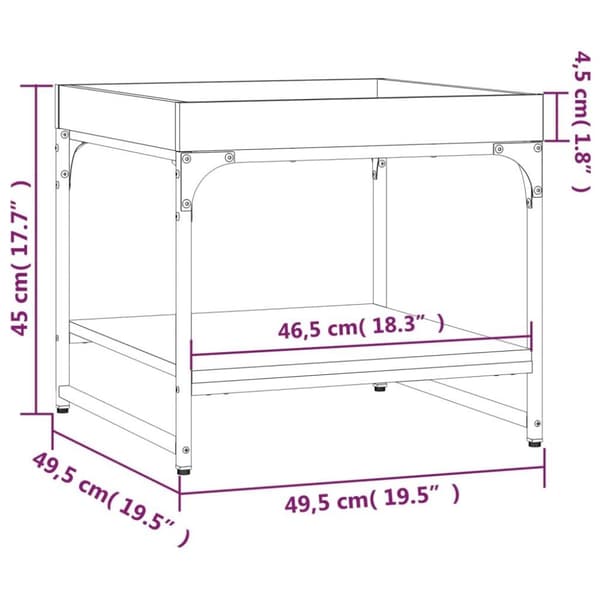 vidaXL Salongbord grå sonoma 49,5x49,5x45 cm konstruert tre