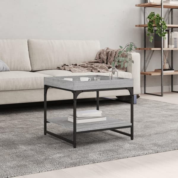 vidaXL Salongbord grå sonoma 49,5x49,5x45 cm konstruert tre