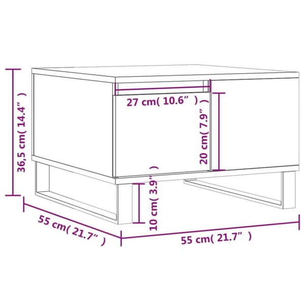 vidaXL sofabord 55x55x36,5 cm konstrueret træ brun egetræsfarve