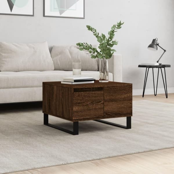 vidaXL sofabord 55x55x36,5 cm konstrueret træ brun egetræsfarve