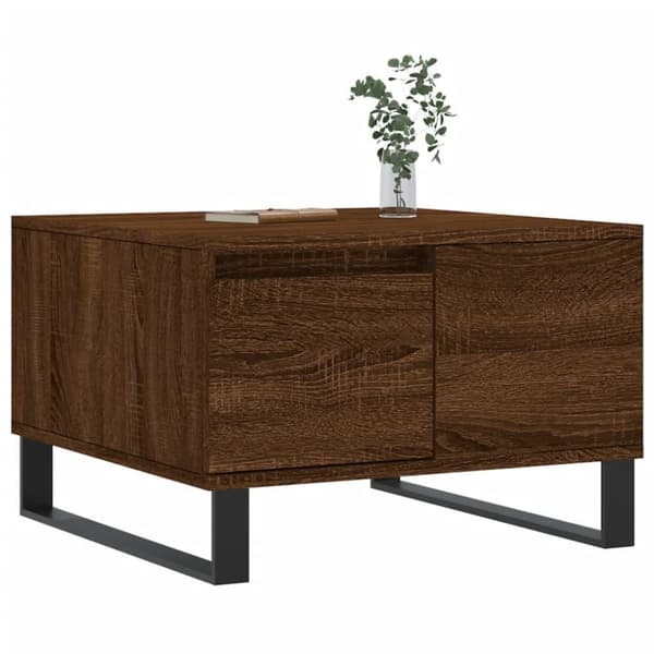 vidaXL sofabord 55x55x36,5 cm konstrueret træ brun egetræsfarve