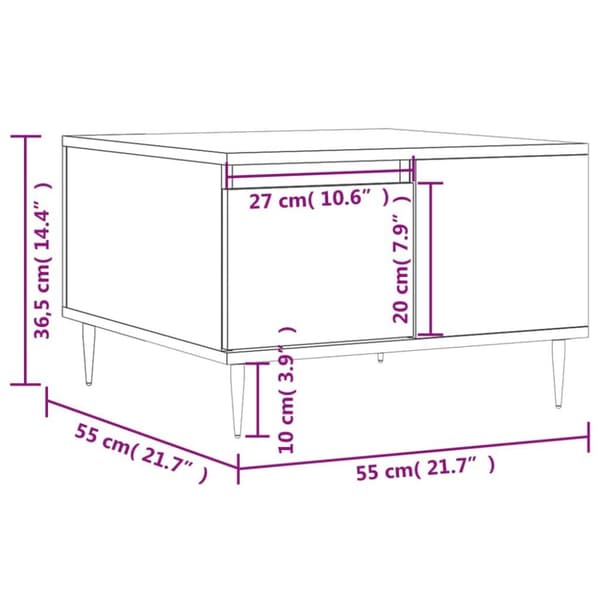 vidaXL Salongbord betonggrå 55x55x36,5 cm konstruert tre
