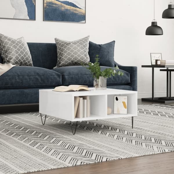 vidaXL Soffbord vit högglans 60x60x30 cm konstruerat trä