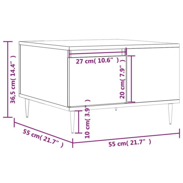 vidaXL Soffbord vit högglans 55x55x36,5 cm konstruerat trä