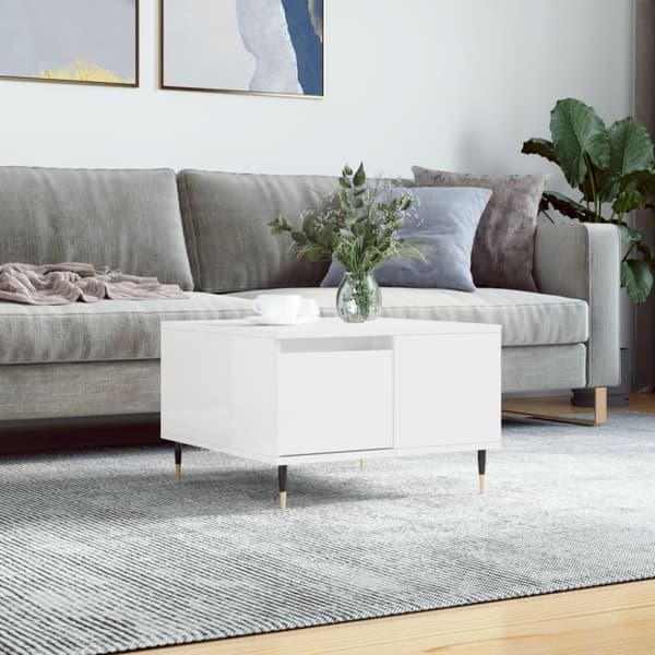 vidaXL Soffbord vit högglans 55x55x36,5 cm konstruerat trä