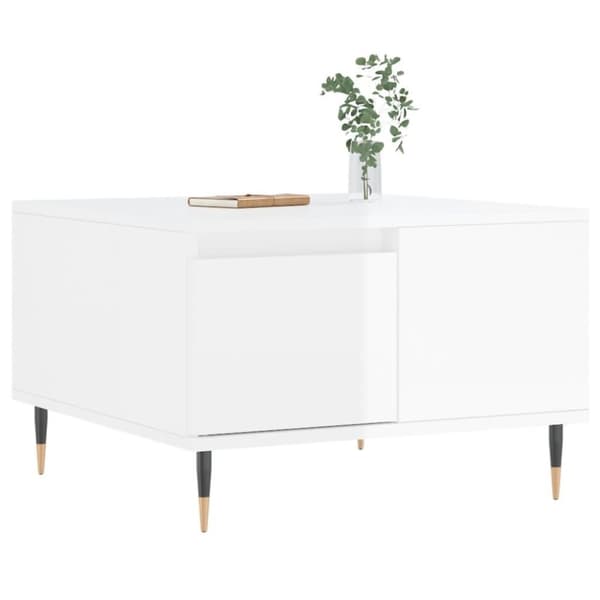 vidaXL Soffbord vit högglans 55x55x36,5 cm konstruerat trä