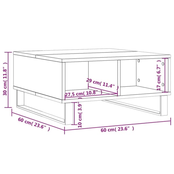 vidaXL sofabord 60x60x30 cm konstrueret træ hvid