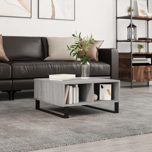 vidaXL Soffbord grå sonoma 60x60x30 cm konstruerat trä