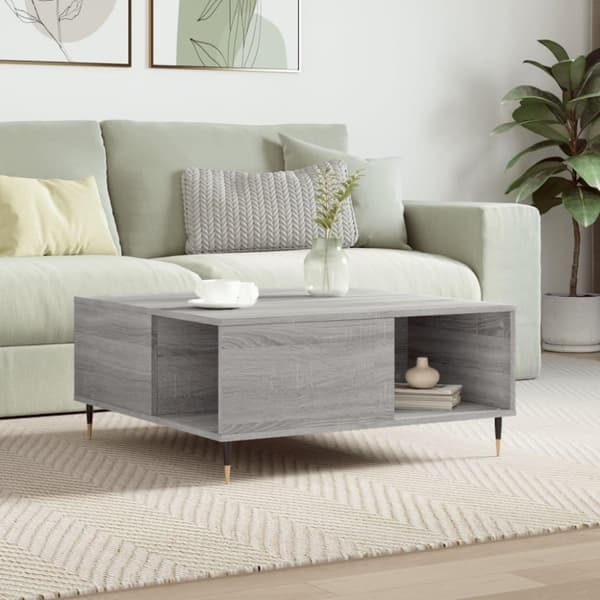 vidaXL Salongbord grå sonoma 80x80x36,5 cm konstruert tre