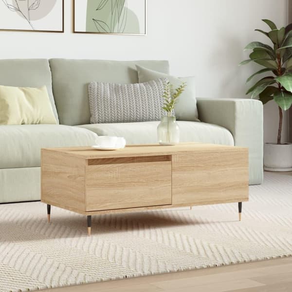 vidaXL Soffbord sonoma-ek 90x50x36,5 cm konstruerat trä