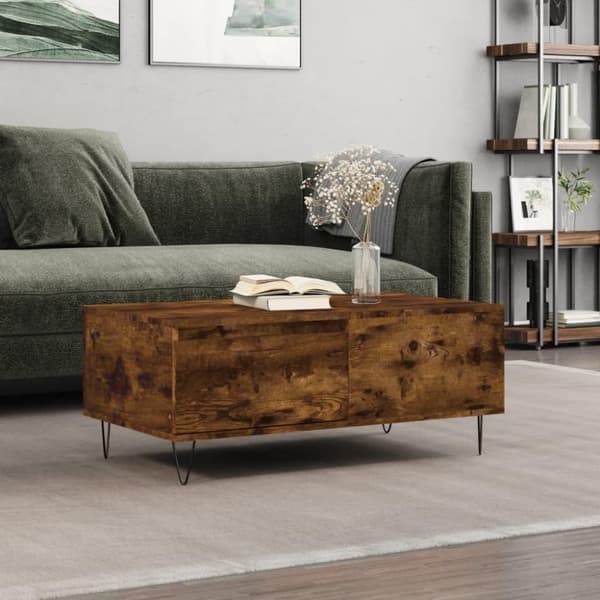 vidaXL sofabord 90x50x36,5 cm konstrueret træ røget egetræsfarve