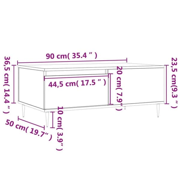 vidaXL Sohvapöytä Sonoma-tammi 90x50x36,5 cm tekninen puu