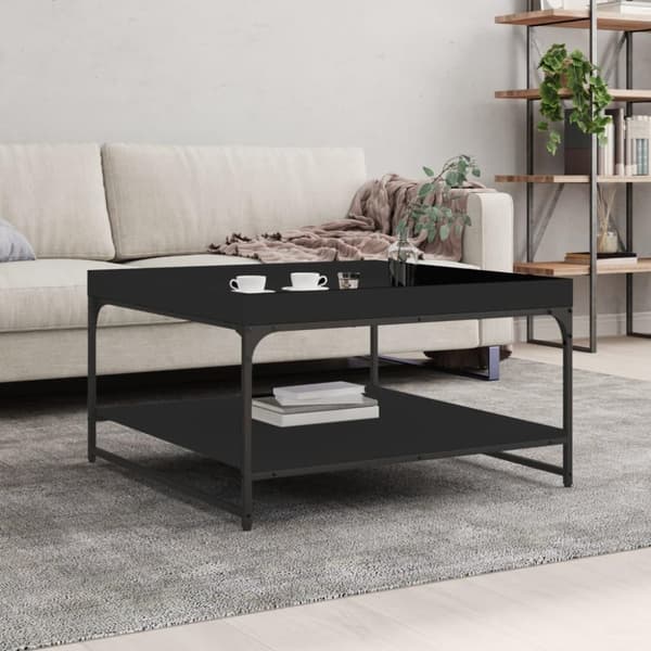 vidaXL Salongbord svart 80x80x45 cm konstruert tre og jern
