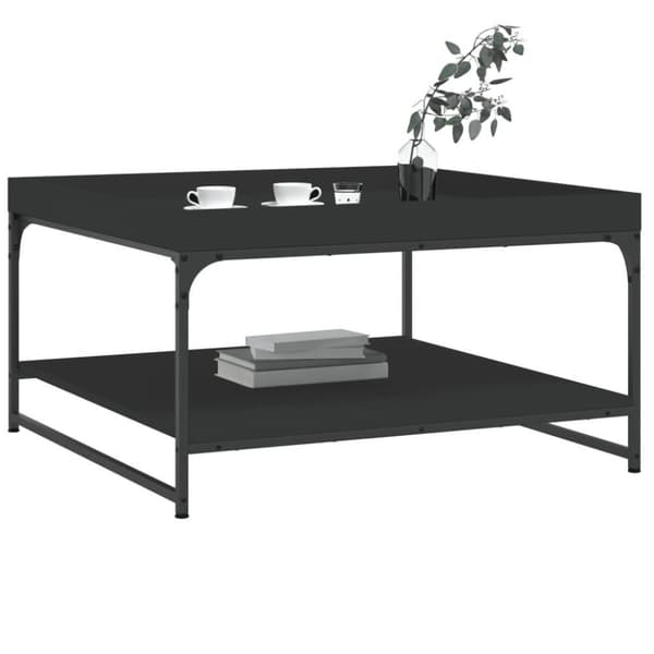 vidaXL Salongbord svart 80x80x45 cm konstruert tre og jern