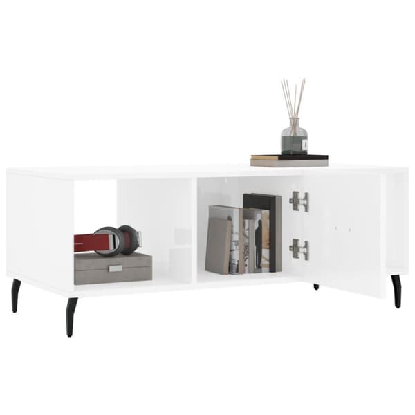 vidaXL Salongbord høyglans hvit 102x50x40 cm konstruert tre