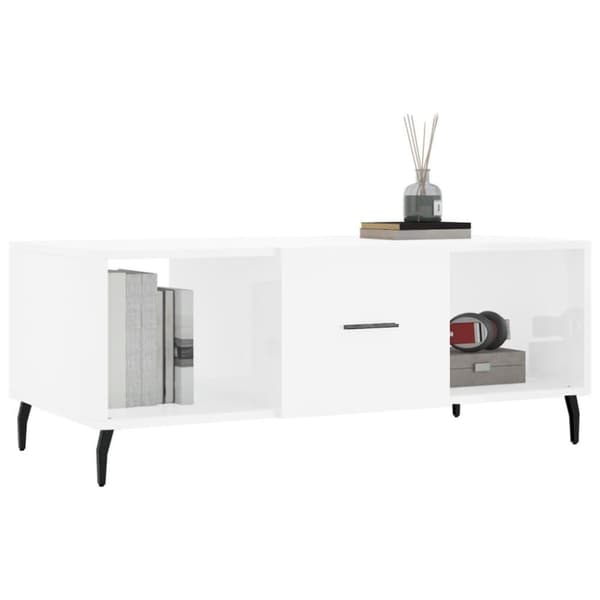 vidaXL Salongbord høyglans hvit 102x50x40 cm konstruert tre