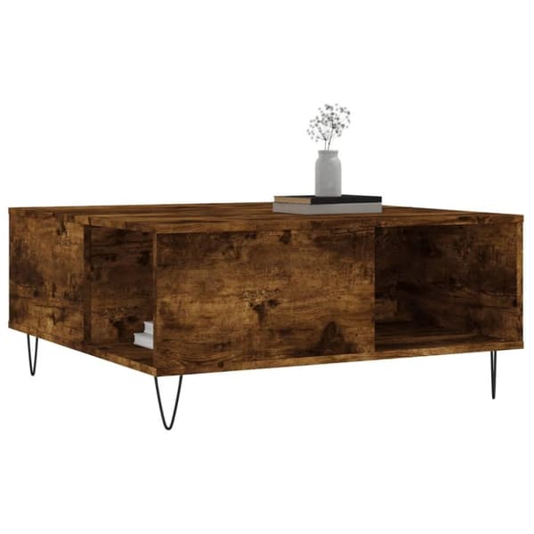 vidaXL sofabord 80x80x36,5 cm konstrueret træ røget egetræsfarve