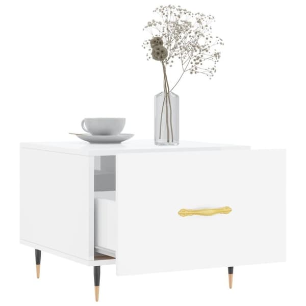 vidaXL sofabord 50x50x40 cm konstrueret træ hvid højglans
