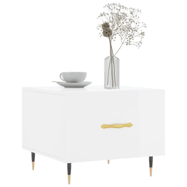 vidaXL sofabord 50x50x40 cm konstrueret træ hvid højglans