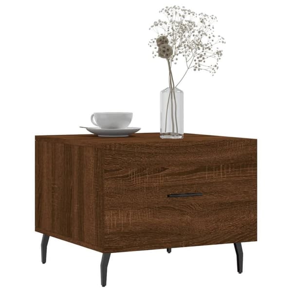 vidaXL sofabord 50x50x40 cm konstrueret træ brun egetræsfarve