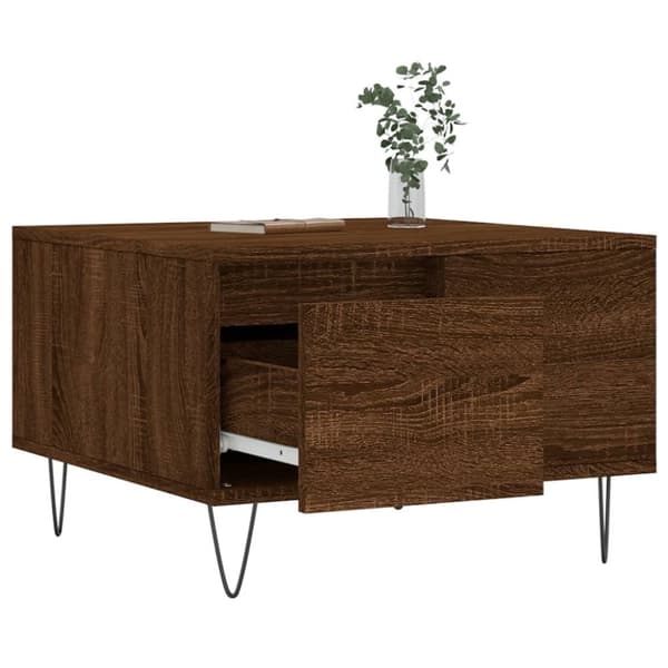 vidaXL sofabord 55x55x36,5 cm konstrueret træ brun egetræsfarve