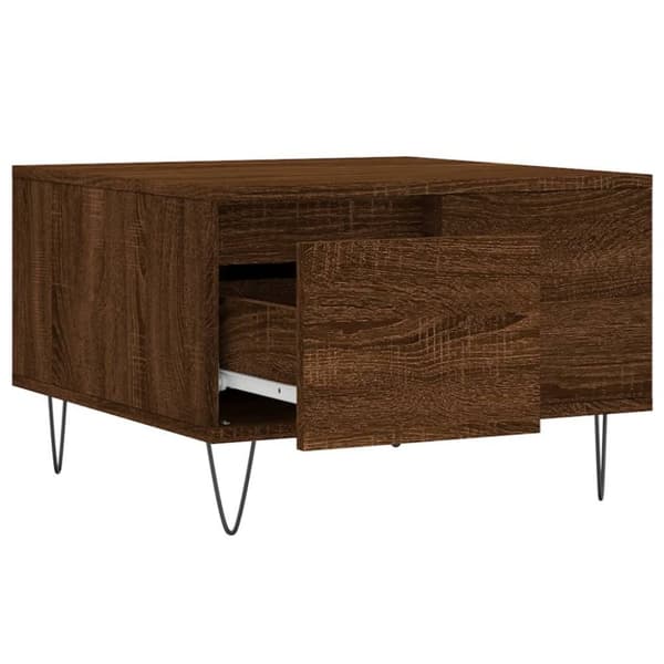vidaXL sofabord 55x55x36,5 cm konstrueret træ brun egetræsfarve