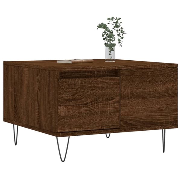 vidaXL sofabord 55x55x36,5 cm konstrueret træ brun egetræsfarve