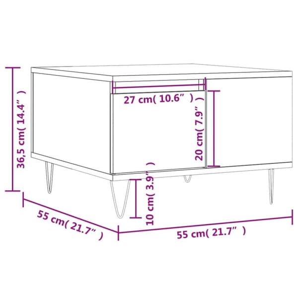 vidaXL sofabord 55x55x36,5 cm konstrueret træ røget egetræsfarve