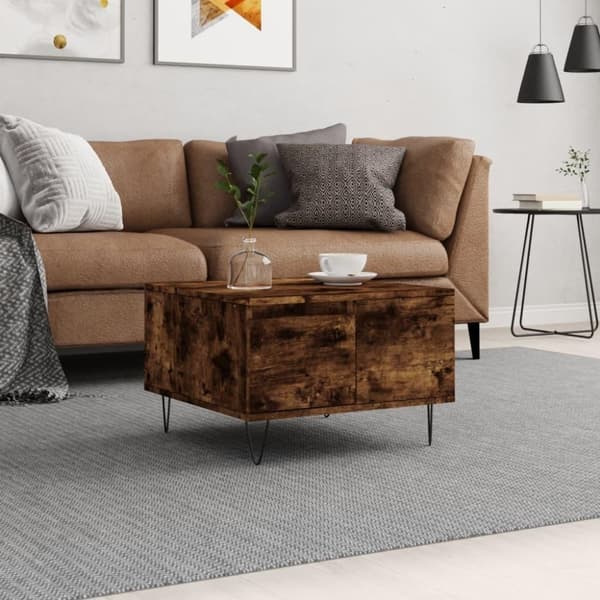 vidaXL sofabord 55x55x36,5 cm konstrueret træ røget egetræsfarve