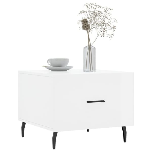 vidaXL sofabord 50x50x40 cm konstrueret træ hvid højglans