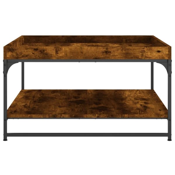 vidaXL sofabord 80x80x45 cm konstrueret træ og jern røget egetræ
