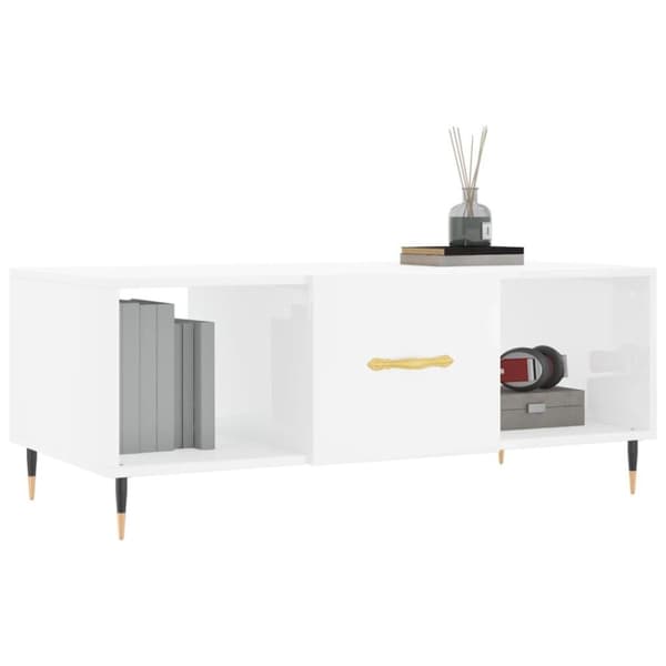 vidaXL sofabord 102x50x40 cm konstrueret træ hvid højglans