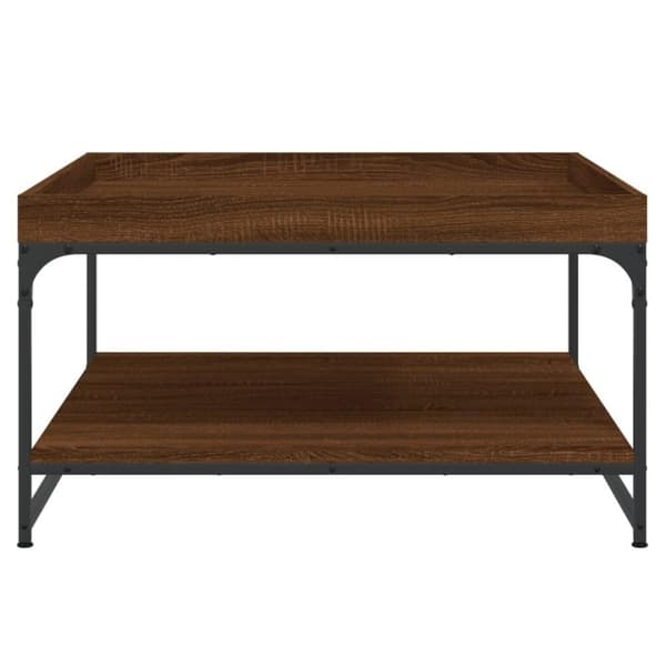 vidaXL sofabord 80x80x45 cm konstrueret træ og jern brun egetræsfarve