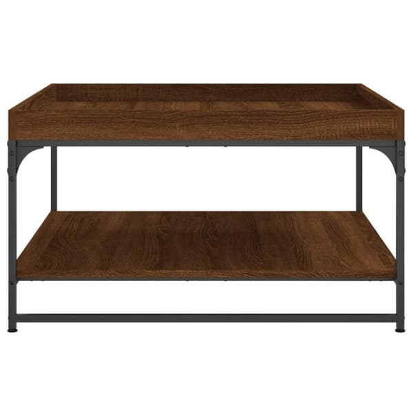vidaXL sofabord 80x80x45 cm konstrueret træ og jern brun egetræsfarve